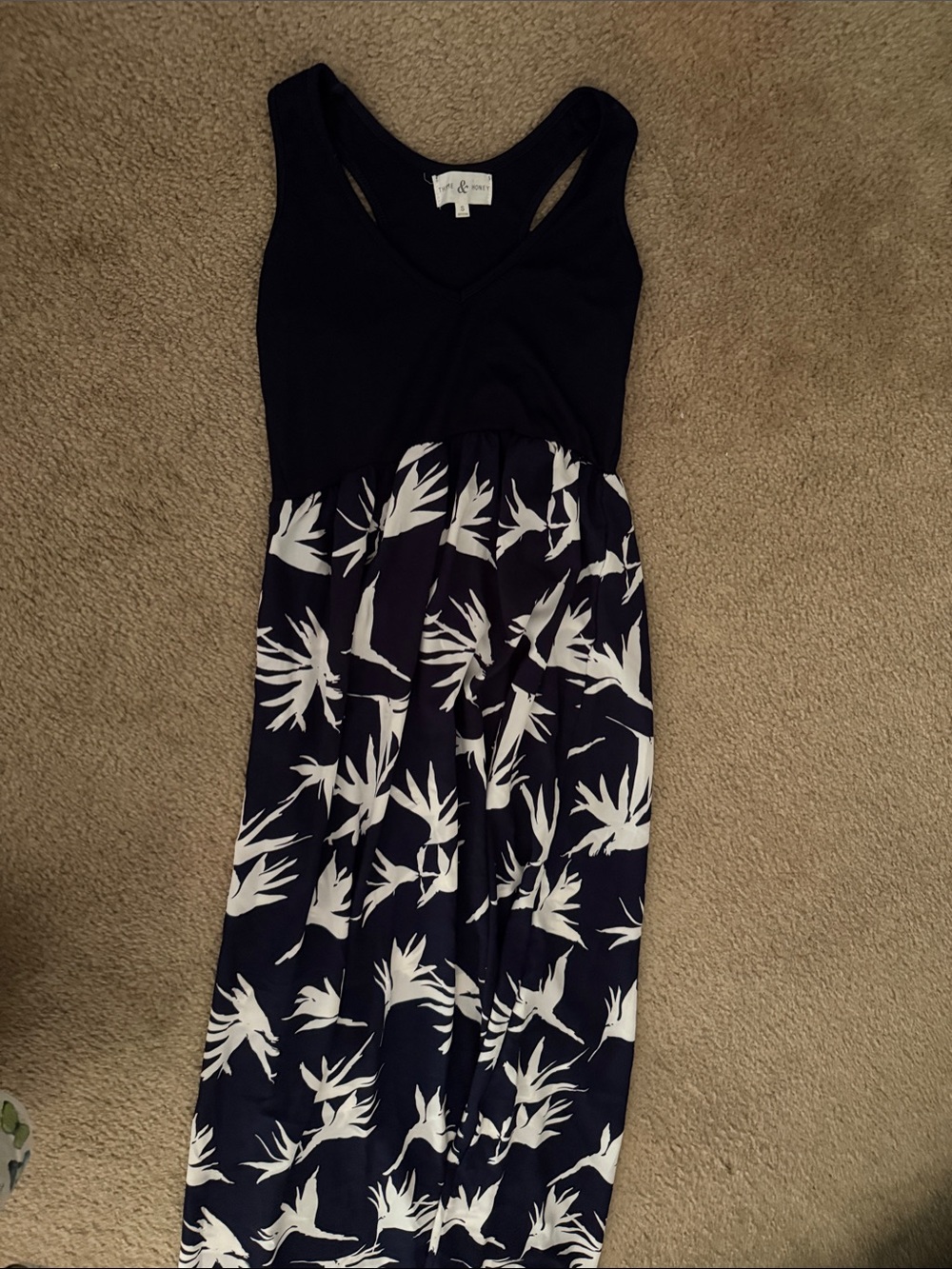 Thyme & Honey Navy White Floral Maxi Dress small